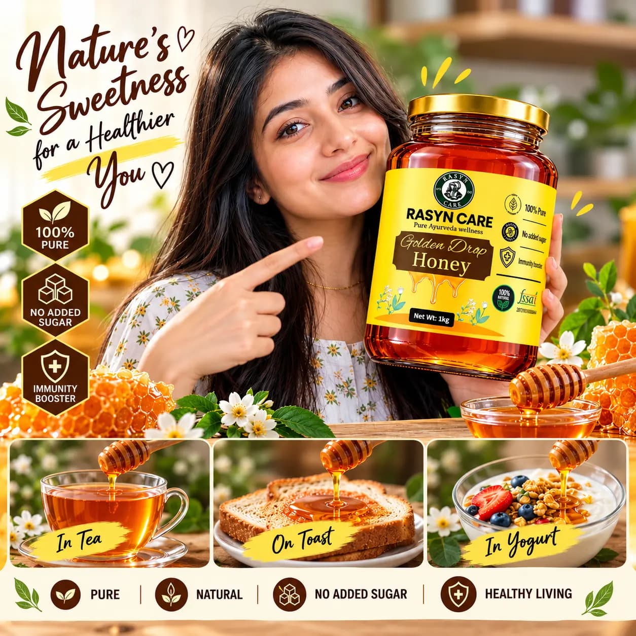 Rasyn Care Golden Drop Honey (1kg) view 2